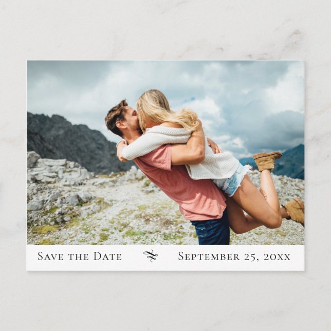 Elegant Deco Flourish Photo Save the Date Announcement Postcard (Front)