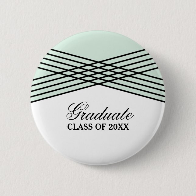 Elegant Deco Green Graduation Button (Front)