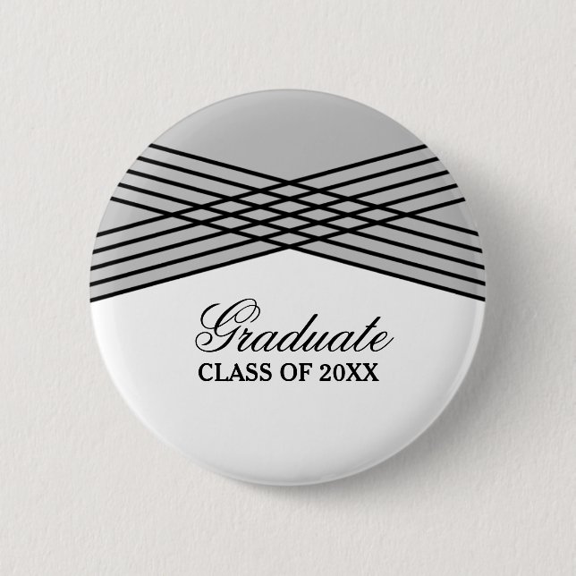 Elegant Deco Grey Graduation Button (Front)
