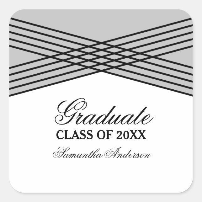Elegant Deco Grey Graduation Stickers (Front)