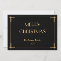 Elegant Deco Merry Christmas Holiday Card