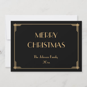 Elegant Deco Merry Christmas Holiday Card