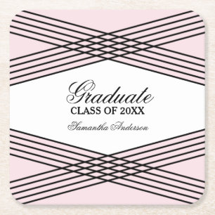 Elegant Deco Pink Graduation Coasters