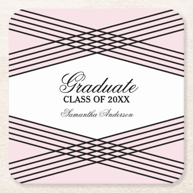 Elegant Deco Pink Graduation Coasters (Front)