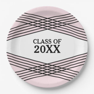 Elegant Deco Pink Graduation Paper Plates
