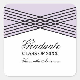 Elegant Deco Purple Graduation Stickers