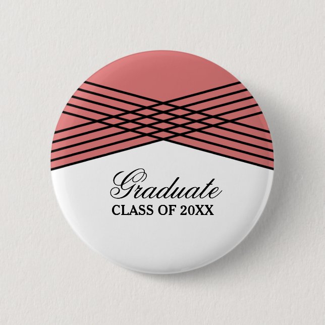 Elegant Deco Red Graduation Button (Front)