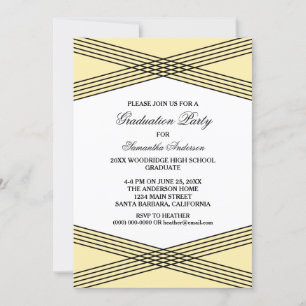 Elegant Deco Yellow Graduation Party Invite