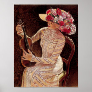 Elegant Decor Art Poster Victorian Lady floral hat