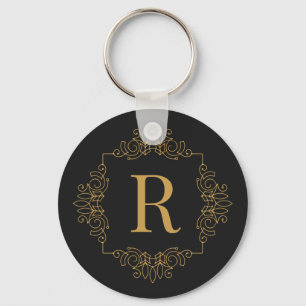 Elegant Decorated Golden SF Monogrammed Key Ring