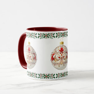 Elegant decorative botanical christmas ball  mug