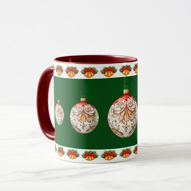 Elegant decorative botanical holiday Christmas Mug (Front Left)