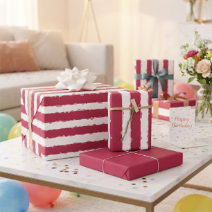 Elegant Decorative Christmas Red and White Stripes Wrapping Paper Sheet