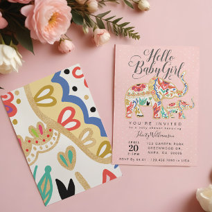 Elegant Decorative Elephant Baby Shower Invitation