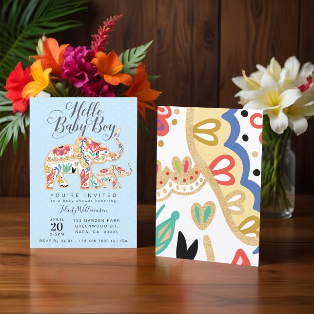 Elegant Decorative Elephant Baby Shower Invitation (Elegant Decorative Elephant Baby Shower Invitation)