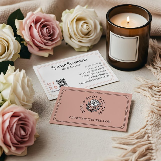 Elegant Decorative Frame Feminine Floral Rose  Business Card (Elegant Decorative Frame Feminine Floral Rose Business Card)