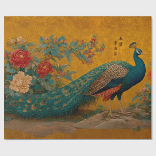 Elegant Decorative Gift Wrapping Paper Peacock