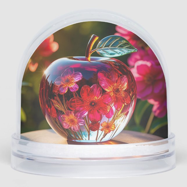 Elegant Decorative Glass Apple Snowglobe (Front)