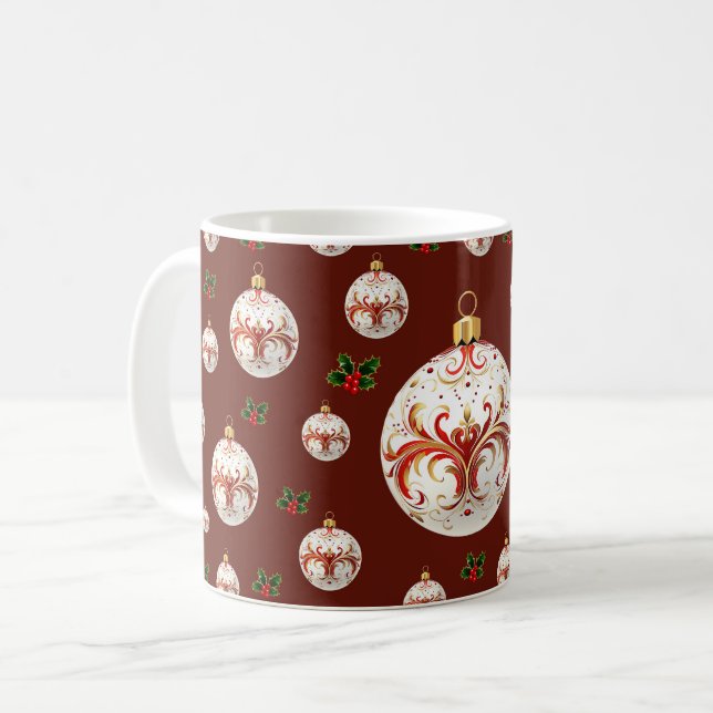 Elegant decorative holiday Christmas Coffee Mug (Front Left)