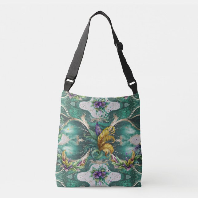 Elegant Decorative Mardi Gras Crossbody Bag (Front)