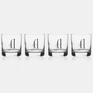 Elegant Decorative Monogramed Letter B Whiskey Glass