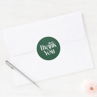 Elegant Decorative Serif Deep Pine Thank You Classic Round Sticker