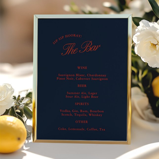 Elegant Deep Blue Black & Red Wedding Bar Menu (Elegant Deep Blue Black & Red Wedding Bar Menu)