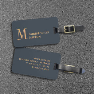 Elegant Deep Blue Brown Bold  Luggage Tag