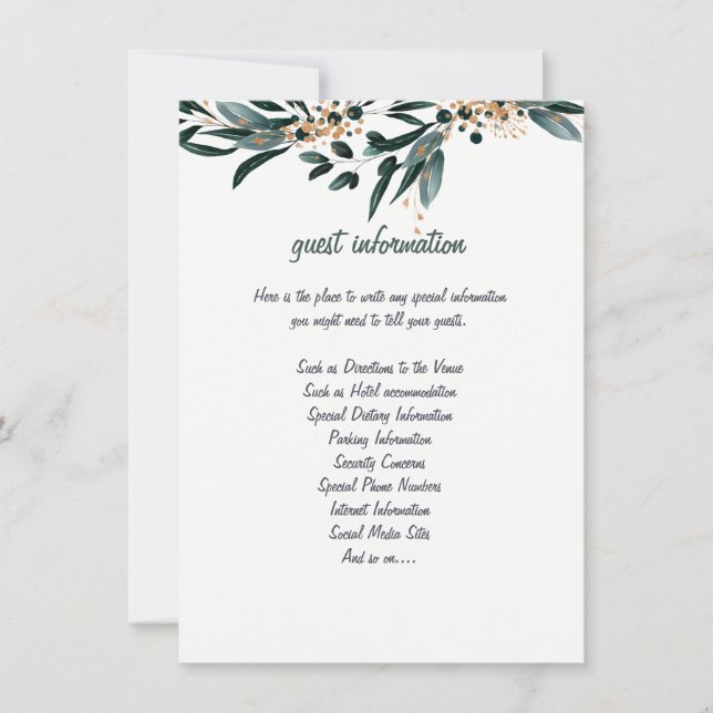 ELEGANT DEEP BLUE FLORAL WEDDING INVITATION (Front)