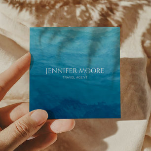 Elegant Deep Blue Ocean Sea Beach Square Business Card