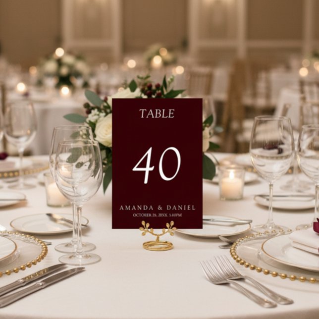 Elegant Deep Burgendy Wedding Table Number (Creator Uploaded)