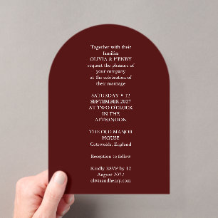 Elegant Deep Burgundy and Real Gold Foil Wedding I Acrylic Invitations