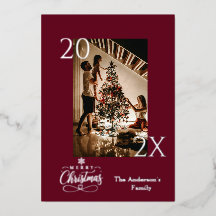 Elegant Deep Burgundy and Silver Christmas Photo