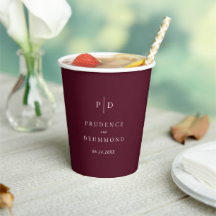 Elegant Deep Burgundy Classic Wedding Paper Cups