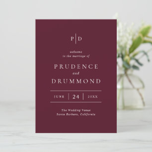 Elegant Deep Burgundy Classic Wedding Programme