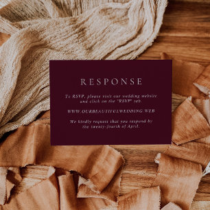 Elegant Deep Burgundy Classic Wedding RSVP Card