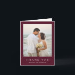 Elegant Deep Burgundy Classic Wedding Thank You Card<br><div class="desc">Classic style wedding thank you card featuring a simple yet elegant design in a deep burgundy colour that is perfect for a fall wedding or a winter / Christmas wedding.  Use the template to easily add your favourite photo.</div>