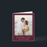 Elegant Deep Burgundy Classic Wedding Thank You Card<br><div class="desc">Classic style wedding thank you card featuring a simple yet elegant design in a deep burgundy color that is perfect for a fall wedding or a winter / Christmas wedding.  Use the template to easily add your favorite photo.</div>