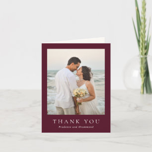Elegant Deep Burgundy Classic Wedding Thank You Card