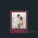 Elegant Deep Burgundy Classic Wedding Thank You Card<br><div class="desc">Classic style wedding thank you card featuring a simple yet elegant design in a deep burgundy color that is perfect for a fall wedding or a winter / Christmas wedding.  Use the template to easily add your favorite photo.</div>
