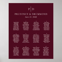 Elegant Deep Burgundy Wedding Seating Chart