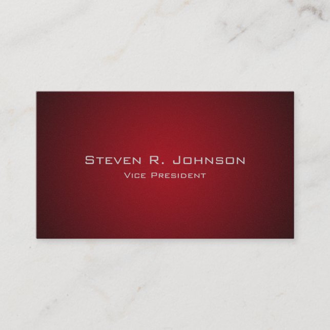 Elegant Deep Crimson Ombre Minimal Business Card (Front)