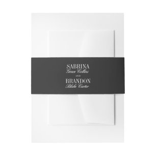Elegant Deep Gray & White Wedding  Invitation Belly Band