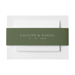 Elegant Deep Green Invitation Belly Band