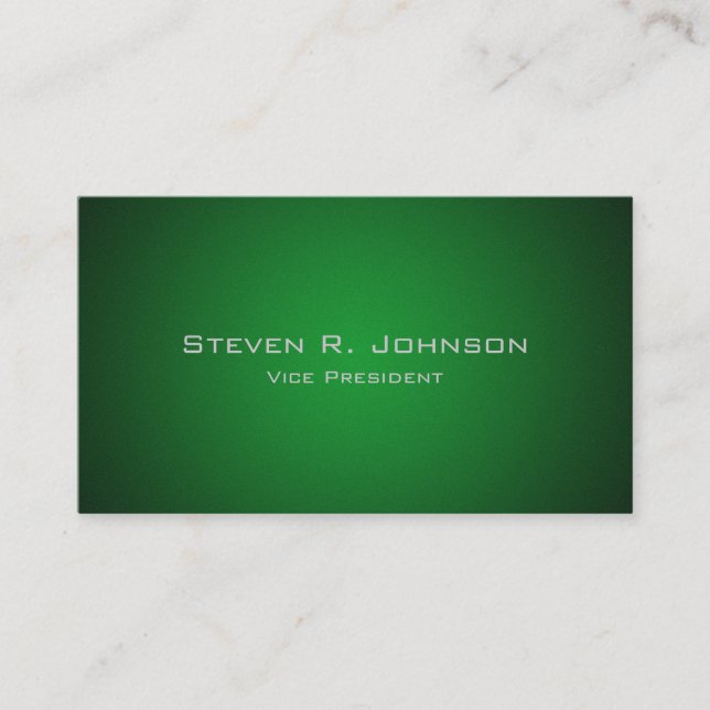Elegant Deep Green Ombre Custom Business Cards (Front)