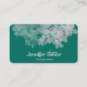 Elegant deep green pastel watercolor floral business card