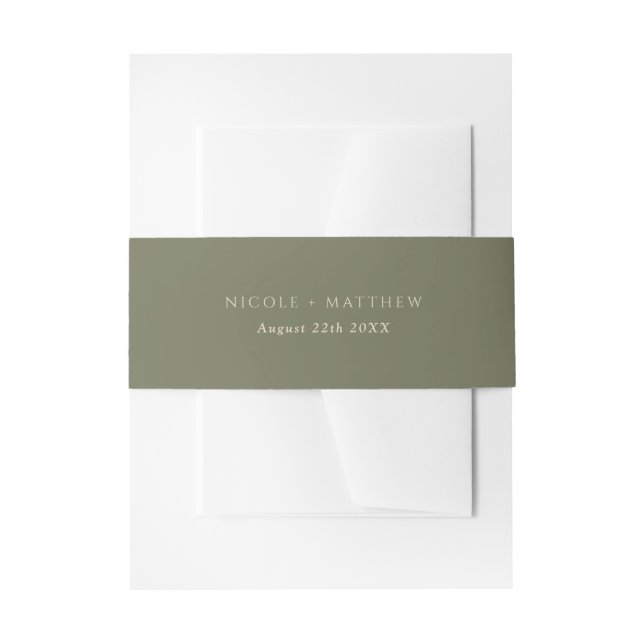 Elegant Deep Green Personalised Wedding Invitation Belly Band (Front Example)