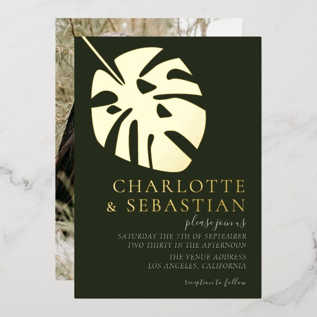 Elegant Deep Green Photo Wedding Personalised (Front/Back)