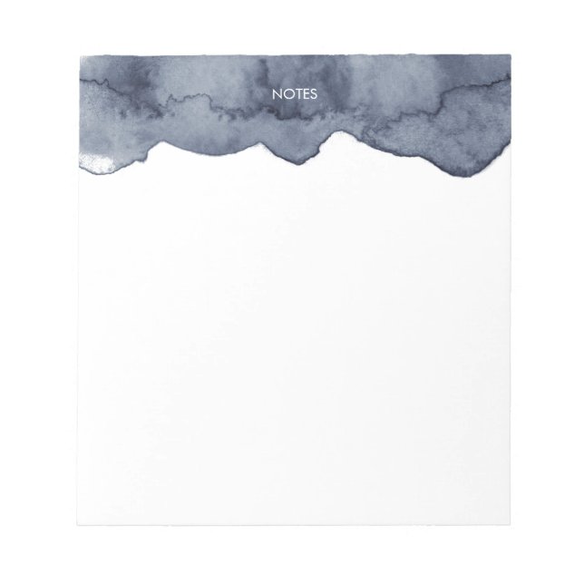 Elegant Deep Grey Watercolor Splash Personalised  Notepad (Front)