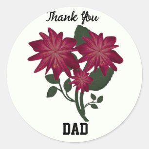 Elegant Deep Pink Floral Illustration Botanical  Classic Round Sticker